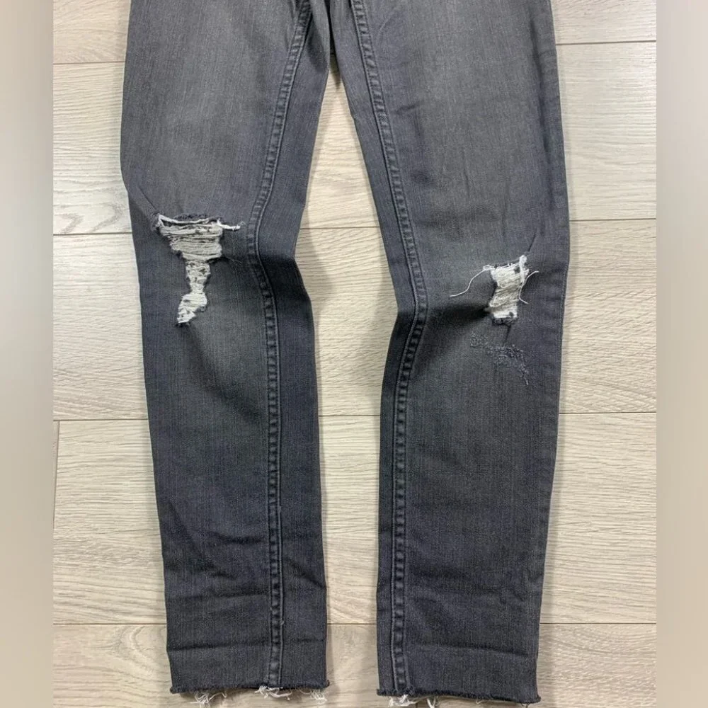 All Saints Mast Low Rise Skinny Vintage Grey Distressed Jeans
